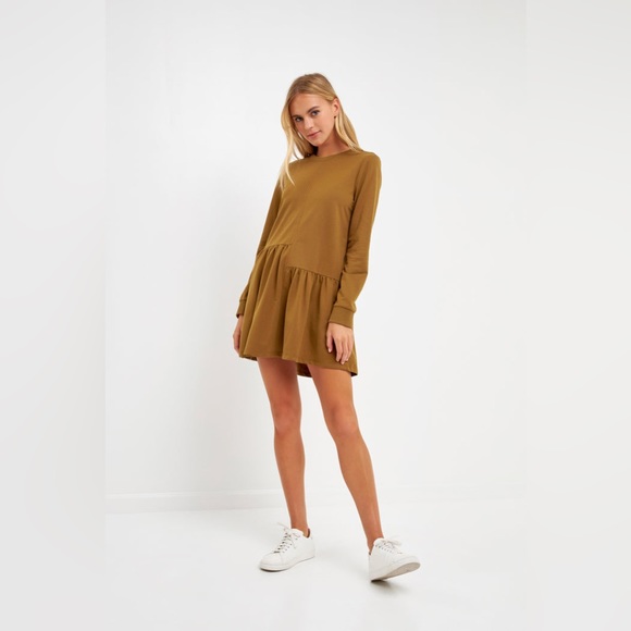 Anthropologie English Factory KNIT UNBALANCED SEAM DRESS - olive - sz XS - Picture 12 of 12